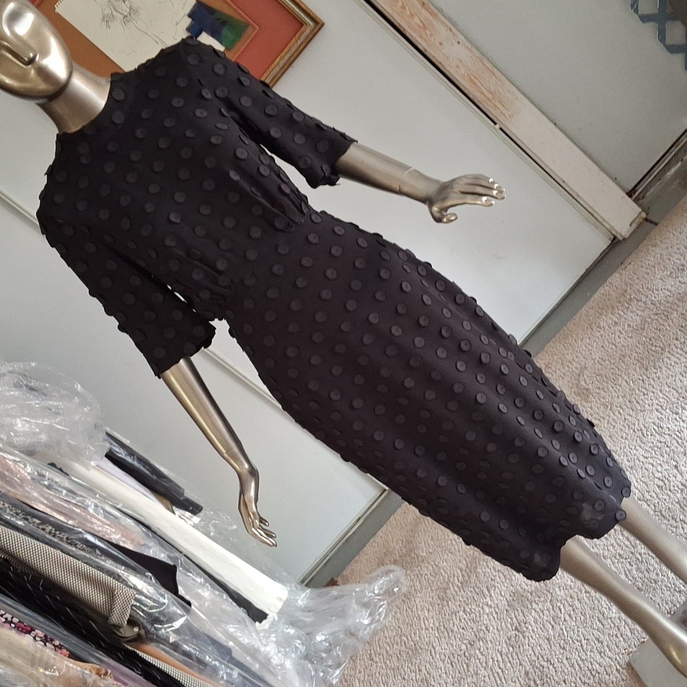 Vintage 60's trace off dress in textured georgette